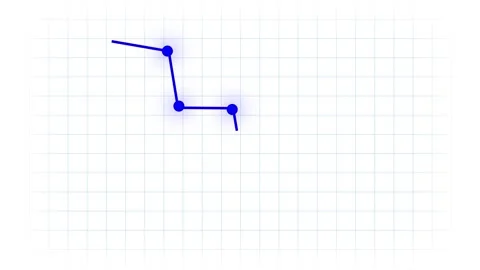 Animated blue line graph descends on grid background, showing downward tren.. Stock Footage 331571971