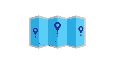 Animated Blue Map with Location Pin Markers Motion Graph on White Background Stock Footage 344687424