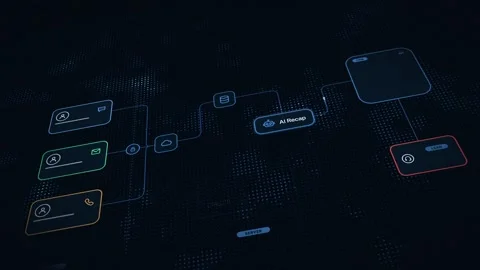 Animated Blue Matrix Background with AI Customer Service Recap and Integration i Video stock 339301871