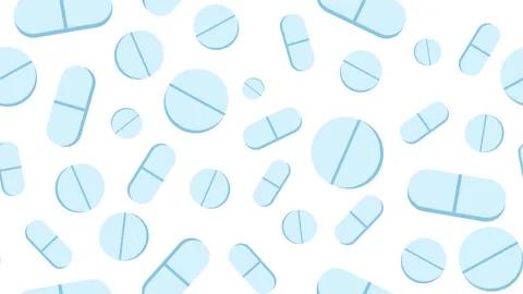 Animated Blue Medical Pills Pattern, Seamless Looping Background Video stock 333560655