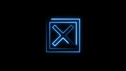 Animated blue neon cross mark in square, motion graphics. Vídeos de archivo 337330875