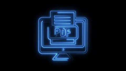 Animated blue neon pdf icon on computer screen glowing seamless loop 動画素材 322971024
