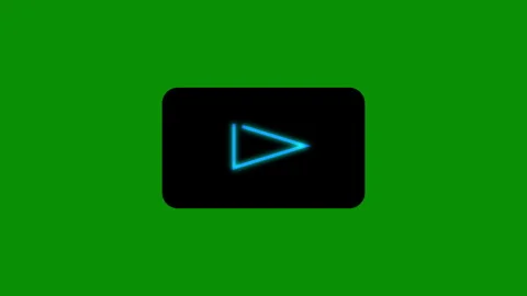 Animated blue neon play button drawing and filling on green screen Stock Footage 340027926