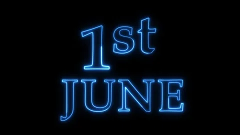 Animated blue neon text first june on black background motion. 動画素材 337521946