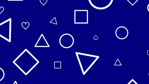 Animated blue pattern background with love, squares, circles and triangles Stock Footage 313415814