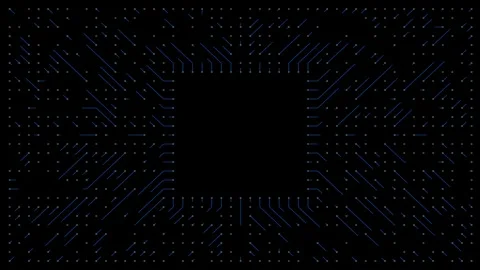 Animated blue PCB frame with a space in the center. Video stock 320935345