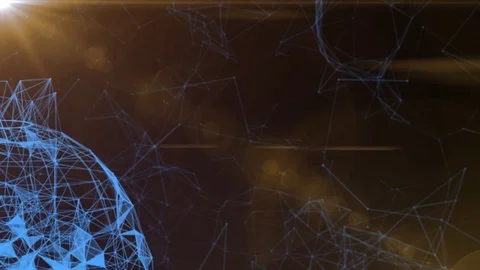 Animated Blue Plexus Futuristic Background Video with Yellow Flare Stock Footage 126740759