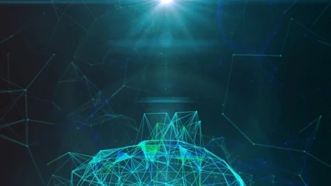 Animated Blue Plexus Futuristic Background Video with Flare Stock Footage 126740871