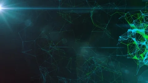 Animated Blue Plexus Futuristic Background Video with Flare Stock Footage 126741155