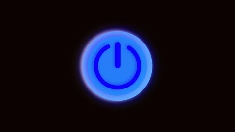 Animated blue power button glowing neon seamless loop 4k ultra hd digital i.. Stock Footage 321444996