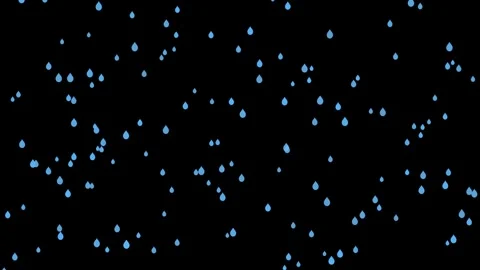 Animated blue raindrops fall on black background. seamless loop. Vídeos de archivo 340347574