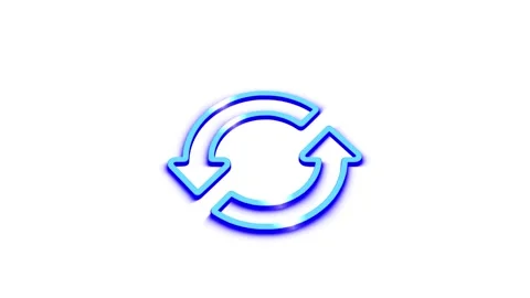 Animated blue refresh arrows icon motion graphic with neon glow effect Stock Footage 341228837