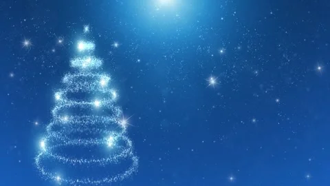 Animated blue shine christmas tree copy space backgrounds 動画素材 337965520