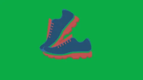 Animated blue sneaker shoe design graphic loop element on green screen backgroun Stock Footage 332282497
