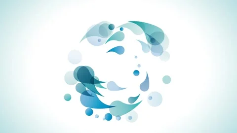 Animated blue splash and bubbles of water in abstract shape. Washing machine Stock Footage 266394522