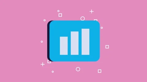 Animated blue square icon featuring a bar chart growing against a minimal p.. Stock Footage 339118460