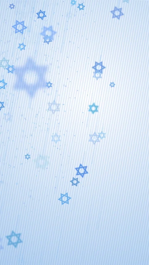 Animated blue Stars of David falling down on white background with stripes. Stock Footage 272953841