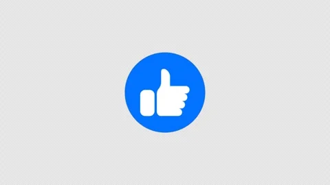 Animated Blue Thumbs Up Like Button Icon on Transparent Background with Alpha Stock Footage 337925287