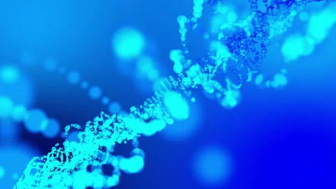 Animated blue-turquoise particles. abstract animation. 3d render Stock Footage 123647759