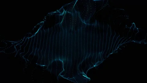 Animated blue wavy particles mesh background, blue dots background. Abstract Video stock 237461445