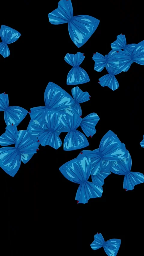 Animated Blue Wrapped Candies Falling Against a Black Background Stock Footage 343836497