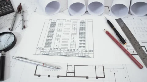Animated blueprint of modern condominium Stock Footage 60631679