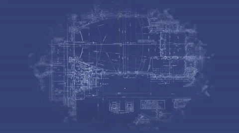 Animated Blueprints Bleed From Centre of Frame Stock Footage 24683818