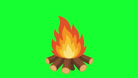 Animated bonfire burning loop on green screen background for camping, outdo.. Stock Footage 340382676