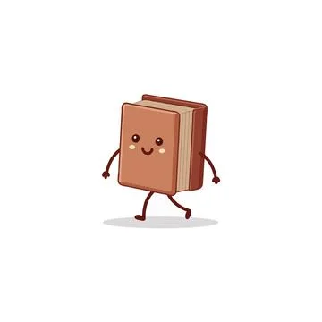 Animated book character playfully strides forward capturing the essence of .. Stock Illustration