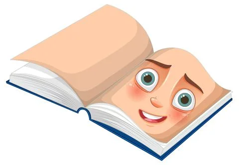 Animated Book with Human Face Stock Illustration