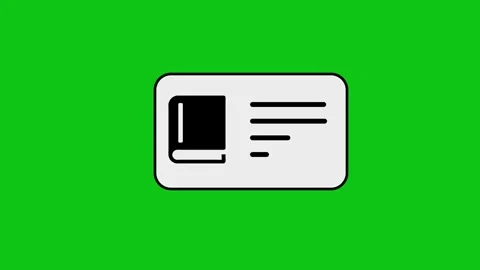 Animated book icon with checklist being filled on digital card against gree.. Stock Footage 346497291