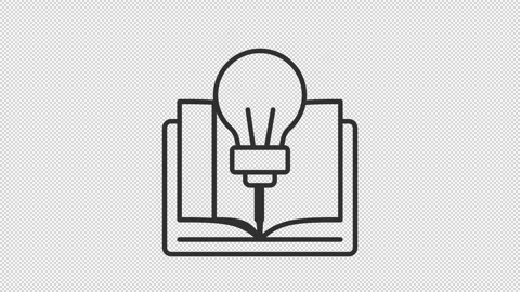 Animated book with lightbulb line icon Stock Footage 340288096