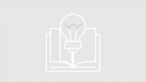 Animated book with lightbulb white line icon Stock Footage 342246345