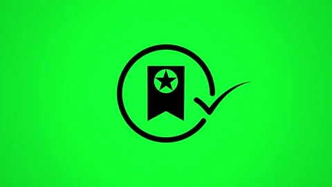 Animated bookmark icon with checkmark appearing on green screen motion back.. Vídeos de archivo 344855193
