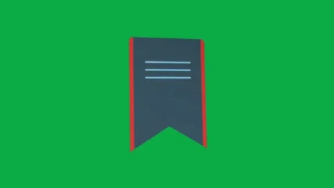 Animated bookmark icon rotating on green screen background for digital reading Stock Footage 331127776