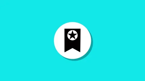 Animated bookmark icon with star emblem appears on turquoise background mot.. Stock Footage 327762788