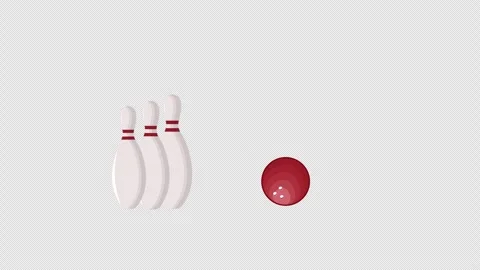 Animated bouncing bowling ball hit the pins on a transparent background wit.. Video stock 289075430