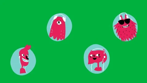 Animated bouncing red balls on green screen ideal for motion graphics kids Stock Footage 308867923