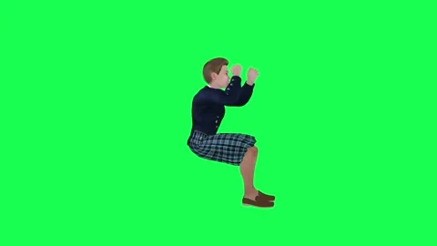 Animated boy clapping left angle isolated green screen Stock Footage 252663019