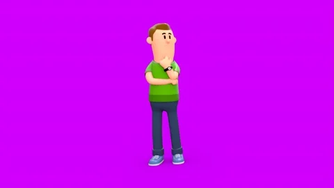 Animated Boy Standing And Being Thoughtful 動画素材 266302390