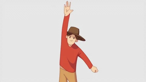 Animated Boy Waving Hand Loop with Alpha Channel. Stock Footage 333403012