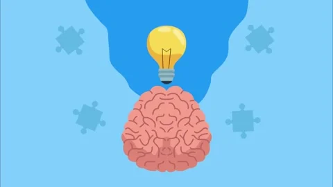 Animated brain and light bulb representing intelligence and creative thinki.. Stock Footage 339211878