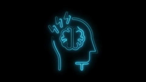 Animated brain with flashes of light concept illustrating headache,migraine.. Stock Footage 309292563