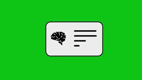 Animated brain icon with checklist appearing on digital card over green scr.. Stock Footage 346497279