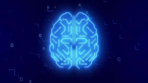 Animated Brain with Luminous Lines and Data, Artificial Intelligence Concept. Stock Footage 317302779