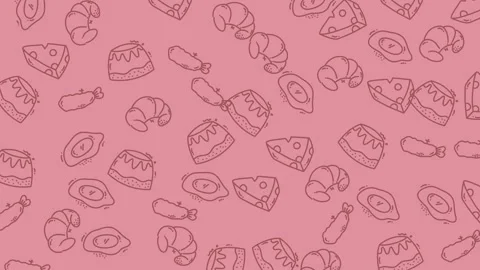 Animated Breakfast Food Doodle Pattern. Seamless Loop with Wiggle Effect (P.. Stock Footage 319714247