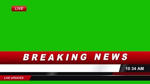 Animated Breaking News Lower Third with Live Badge and Clock on a Chroma Key Gr 動画素材 347263180