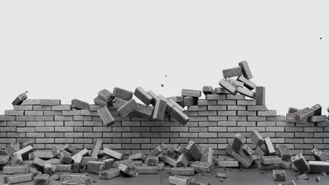 Animated brick wall destruction. Brick wall explosion for your design. Stock Footage 329098993