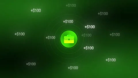 Animated Briefcase with Plus $100 Signs Financial Gains 動画素材 329742155