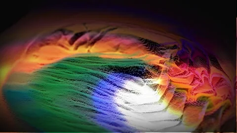 Animated Bright Landscape of Particles Stock Footage 211828249